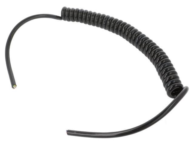 Leiding: spiraalvormig; 7x0,5mm2; niet-afgeschermd; PUR; zwart Leiding: spiraalvormig; 7x0,5mm2; niet-afgeschermd; PUR; zwart
